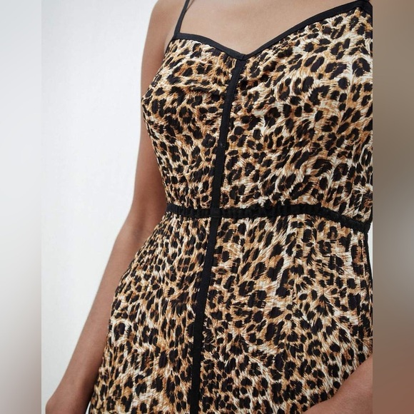 Nanushka Abir Slip Dress Asymmetric Hem in Ocelet Size L Maxi Cocktail Vacation - Picture 4 of 16